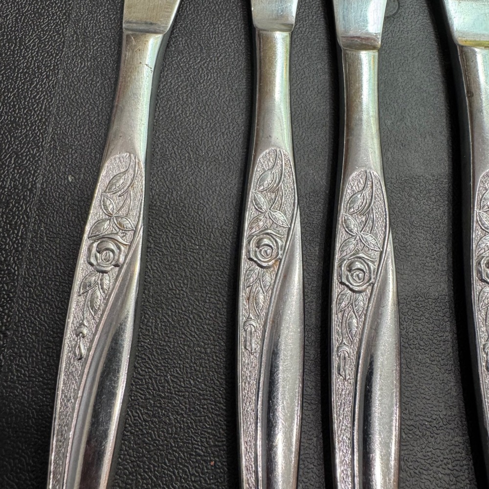 Nasco Embrace Stainless 18 Pc Flatware Set Japan Rose Floral Design Knives Forks
